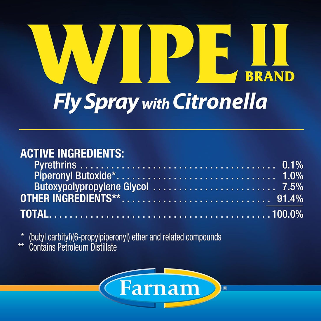 Farnam Wipe II Horse Fly Spray with Citronella, 32 oz Spray