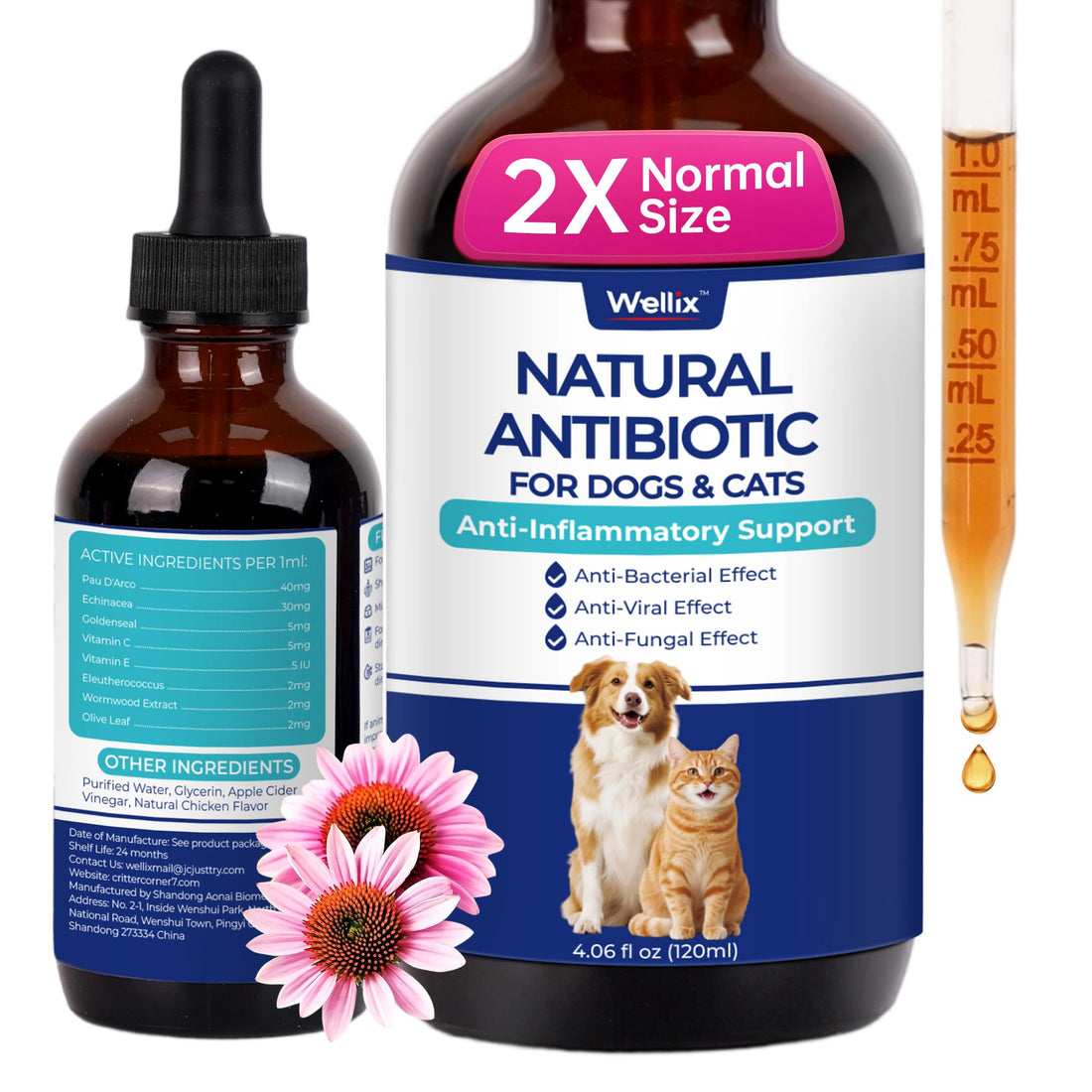 Wellix 120ml Natural Antibiotics for Cats&Dogs