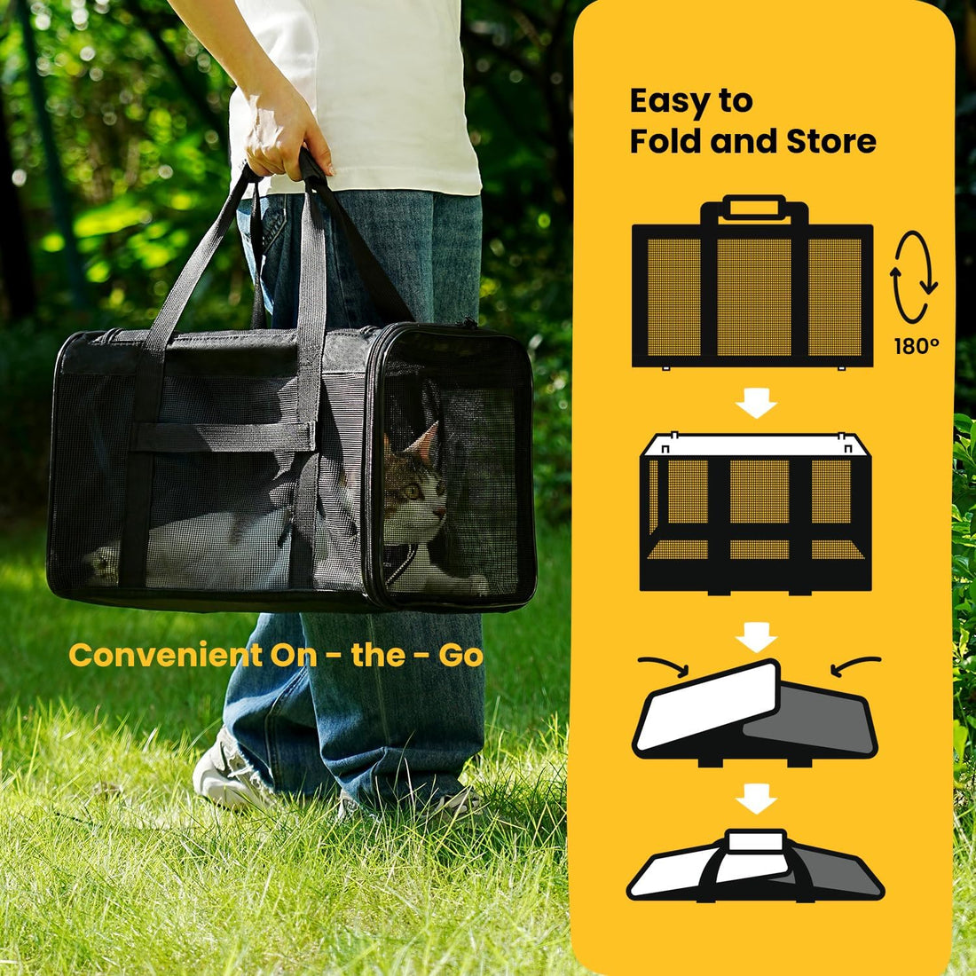 Conlun Cat Carrier Bag,Soft-Sided Pet Carriers for Dogs with 4-Sided