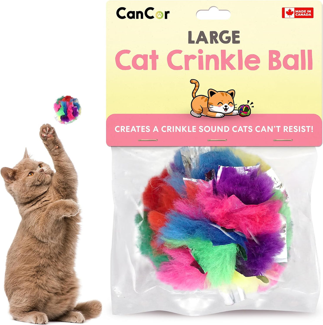 Crinkle Balls for Cats, Mini 1.5 Inch, 12 Pack, Crinkle Cat Toy