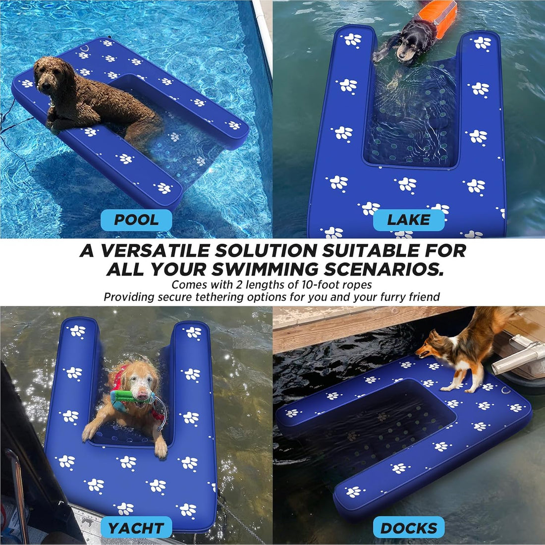 Inflatable Dock Platform, Lagre Dog Boat Ramp for Pool Floating