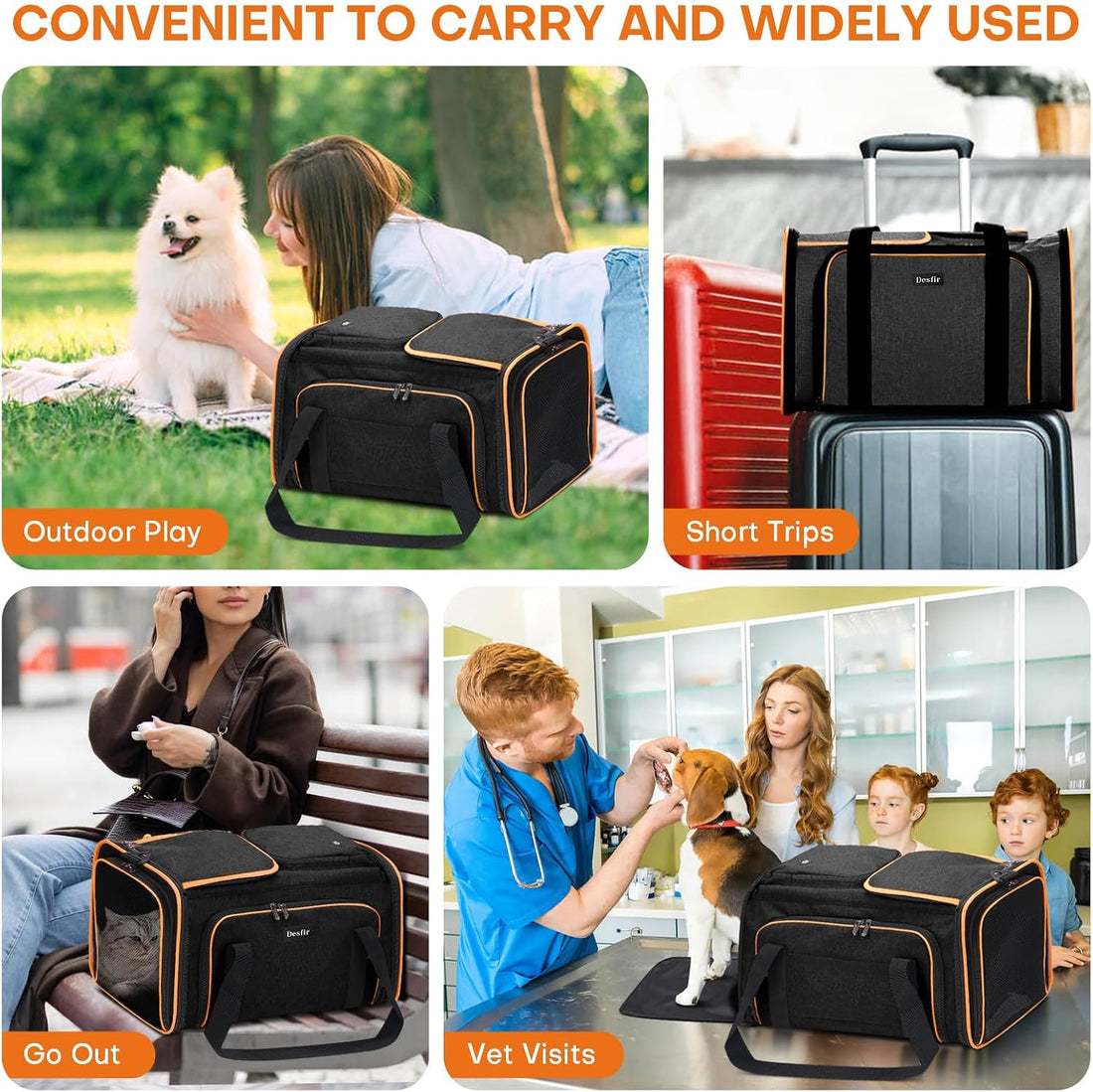 Pet Carrier, Large Soft Sided Expandable Travel Carrier with Steel