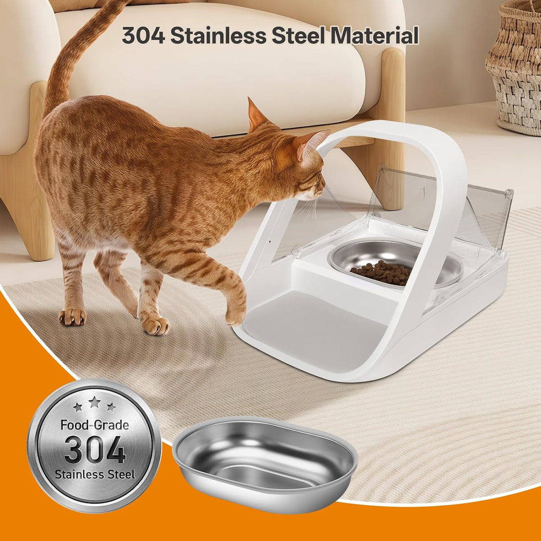 Stainless Steel Bowl for Automatic Microchip Cat Pet Feeder