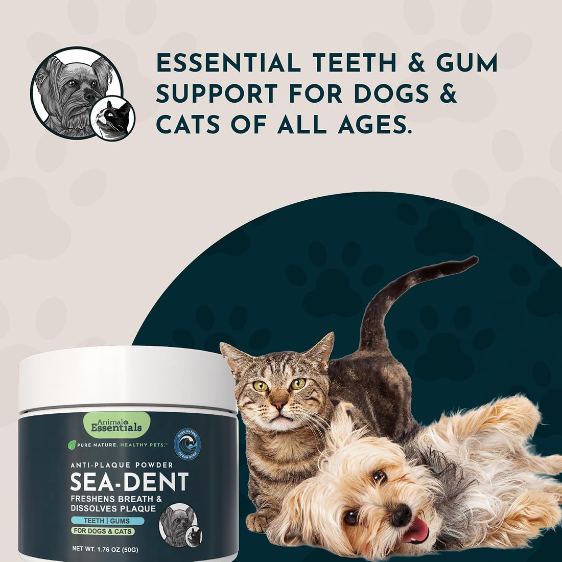 Animal Essentials Sea-Dent for Dog Teeth - 1.76 Oz