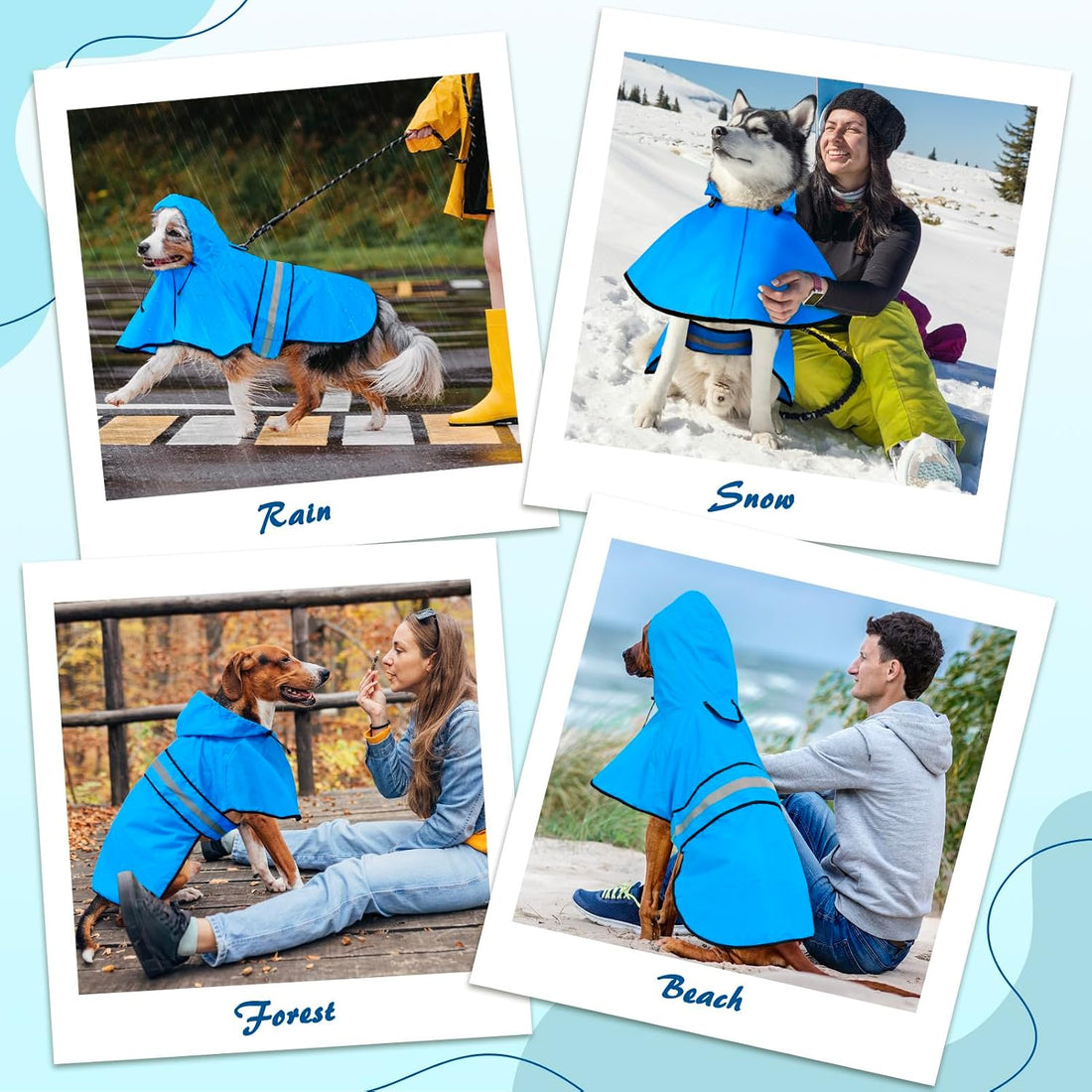 Weesiber Dog Raincoat, Adjustable Dog Rain Jacket Hooded Poncho