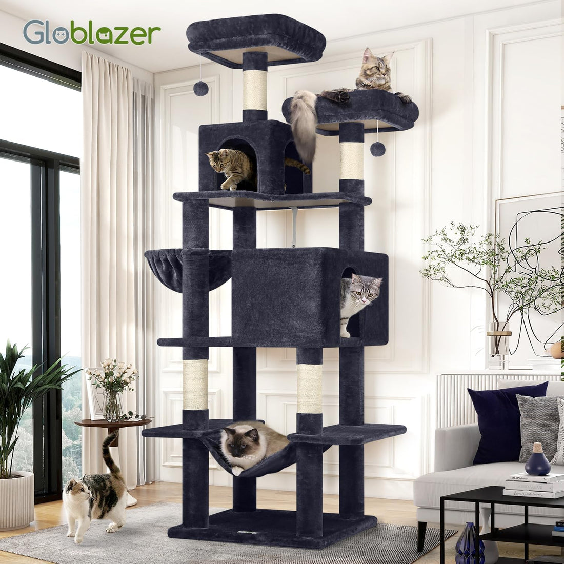 Globlazer Extra Tall Cat Tree Tower for Indoor Cats, 76in, F76