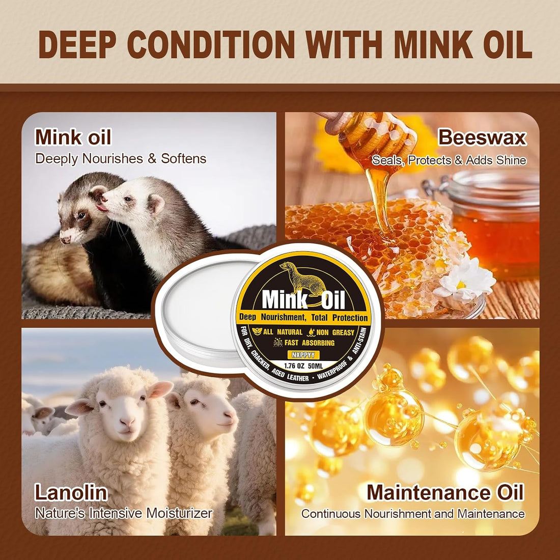 Leather Boot Care Kit, Mink Oil & Saddle Soap for Leather Cleaner