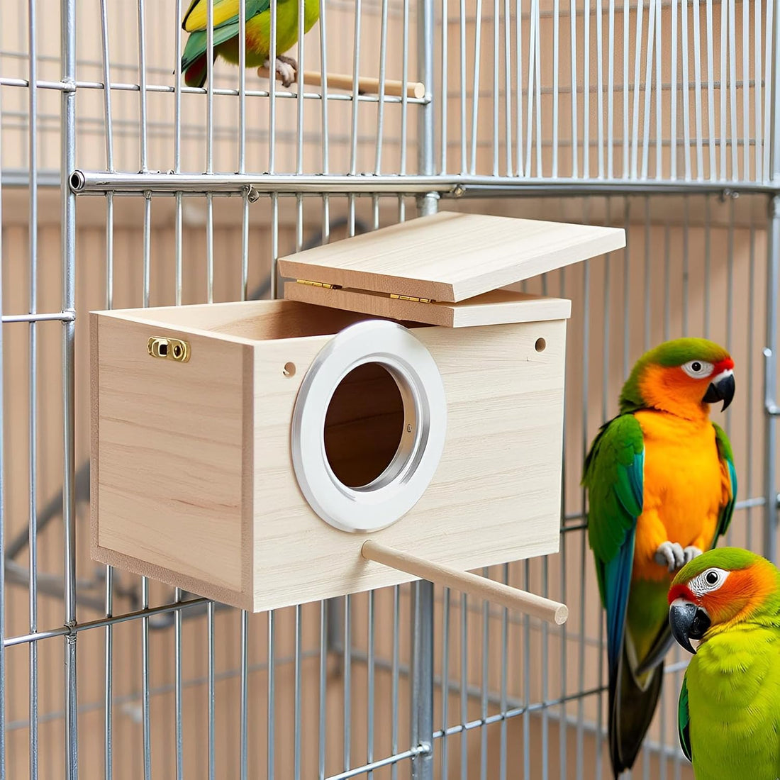 Parakeet Nesting Box Transparent Bird Nest Breeding Box with Perch