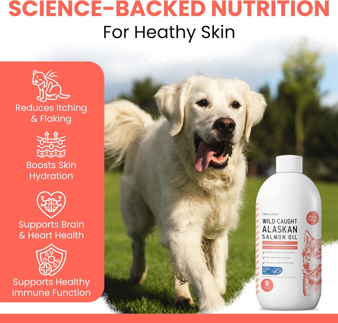 Wild Alaskan Salmon Oil for Dogs & Cats 16 oz - Omega 3 Dog Fish Oil