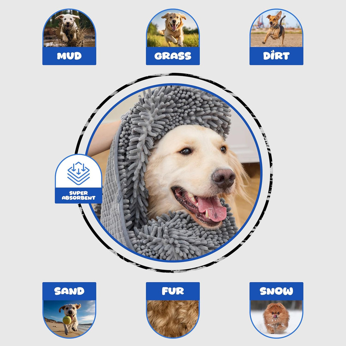 Dog Towel for Drying Dogs, Absorbent Microfiber Bath Towel