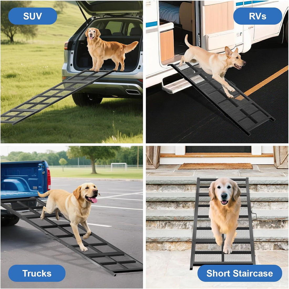 Dog Ramp for Car, 74"x 20" Large Folding Pet Stair Ramp with Non-Slip