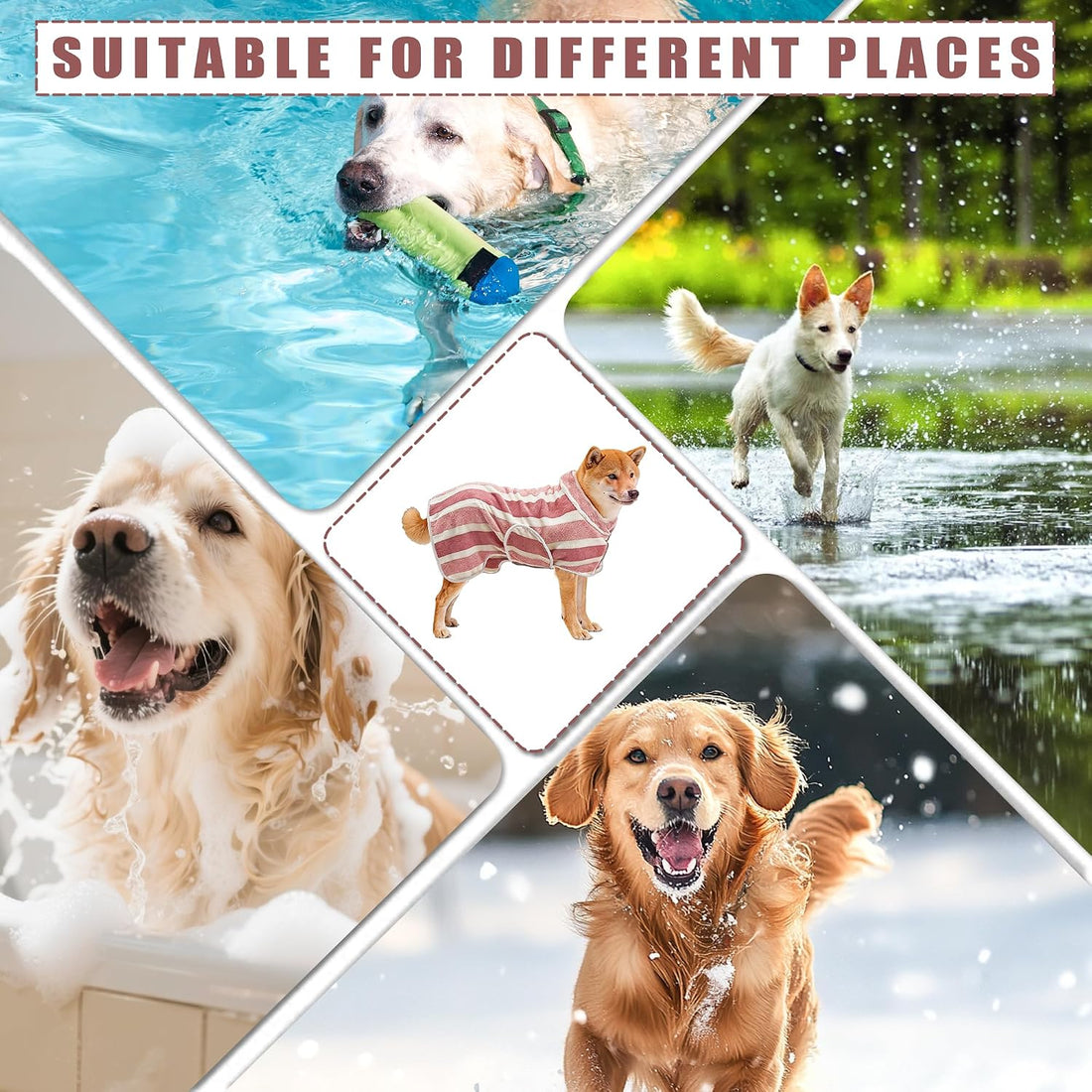 Fast‑Drying Dog Bathrobe, Absorbent Striped Pet Towel