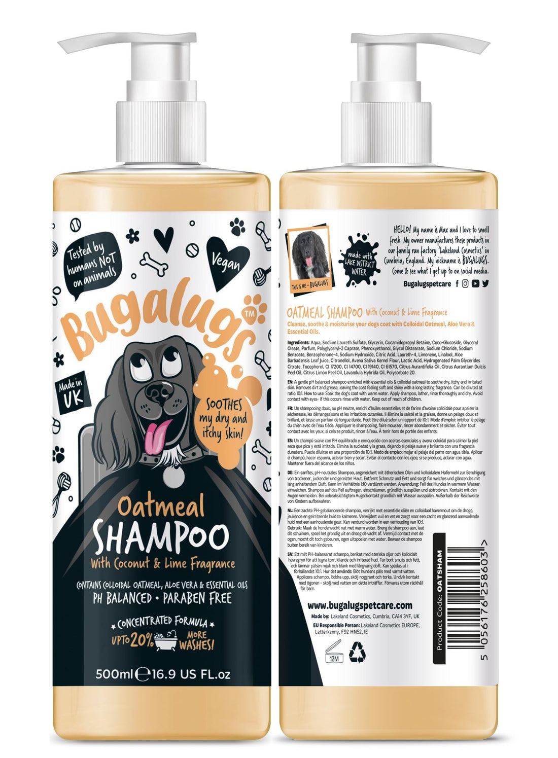 BUGALUGS Oatmeal & Aloe Vera Dog Shampoo Dog Grooming Shampoo