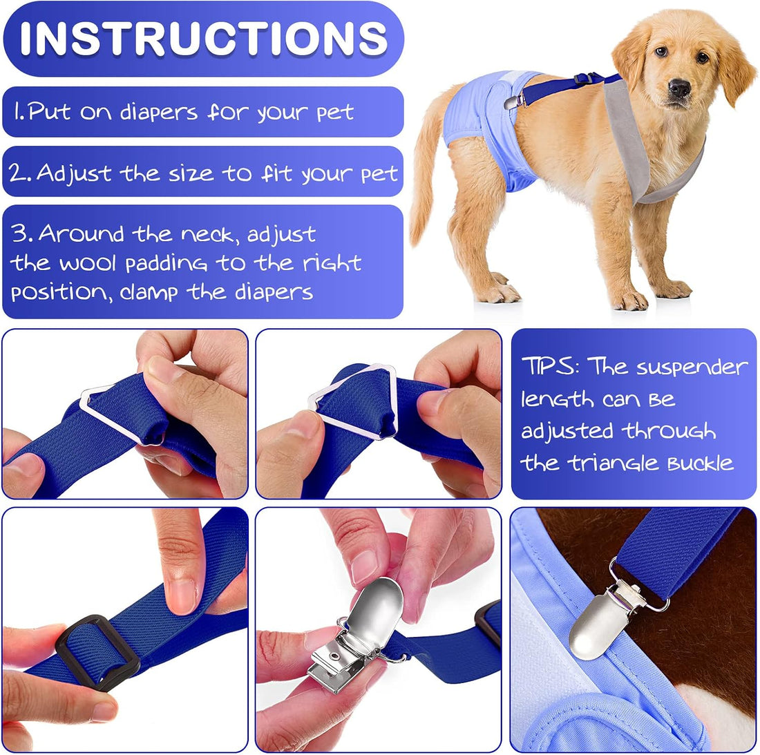 Saintrygo 2 Dog Suspenders Diaper Soft Adjustable