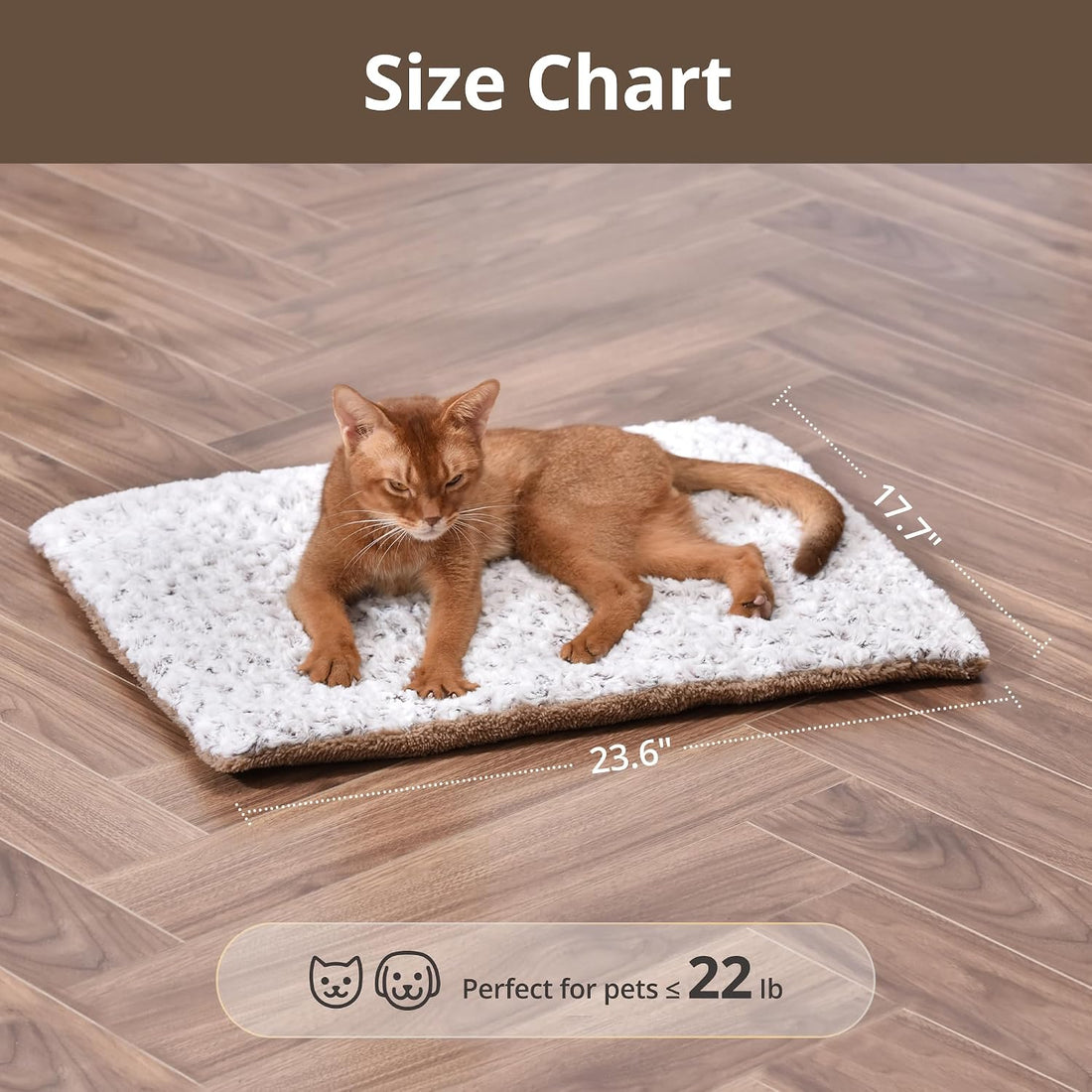 Self Warming Cat Bed, 24" x 18" Self Heating Pet Pad