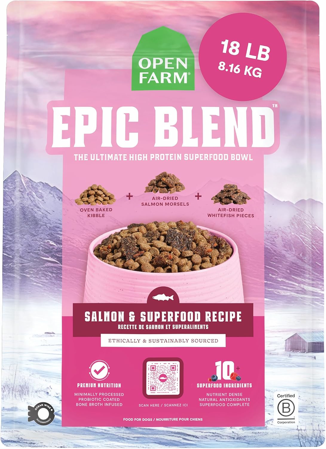 Open Farm Epic Blend Dry Dog Food, High Protein Beef Kibble, 18lb Bag
