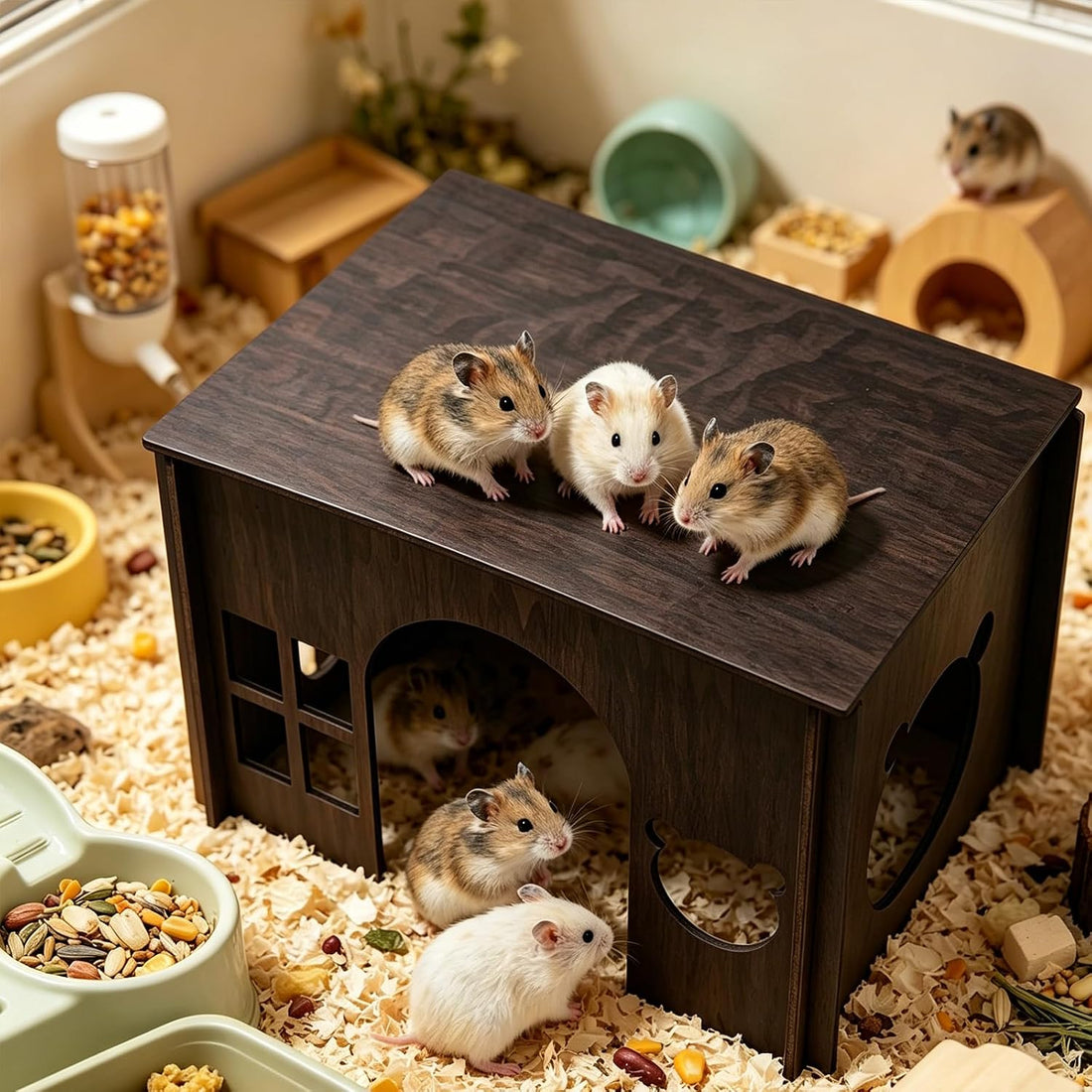 Large Sturdy Wooden Rabbit Castle Hideout with Spacious Balcony