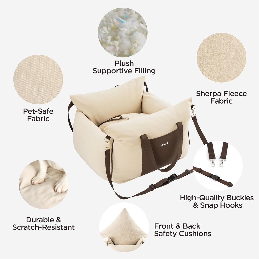 Lesure Small Dog Car Seat for Small Dogs