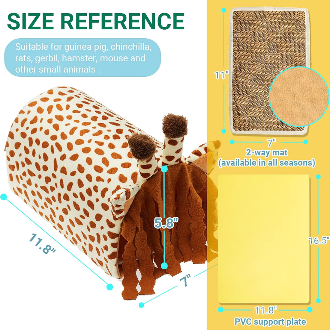 Guinea Pig Hideout, Fleece Tunnel House Small Pet Cage Accessories
