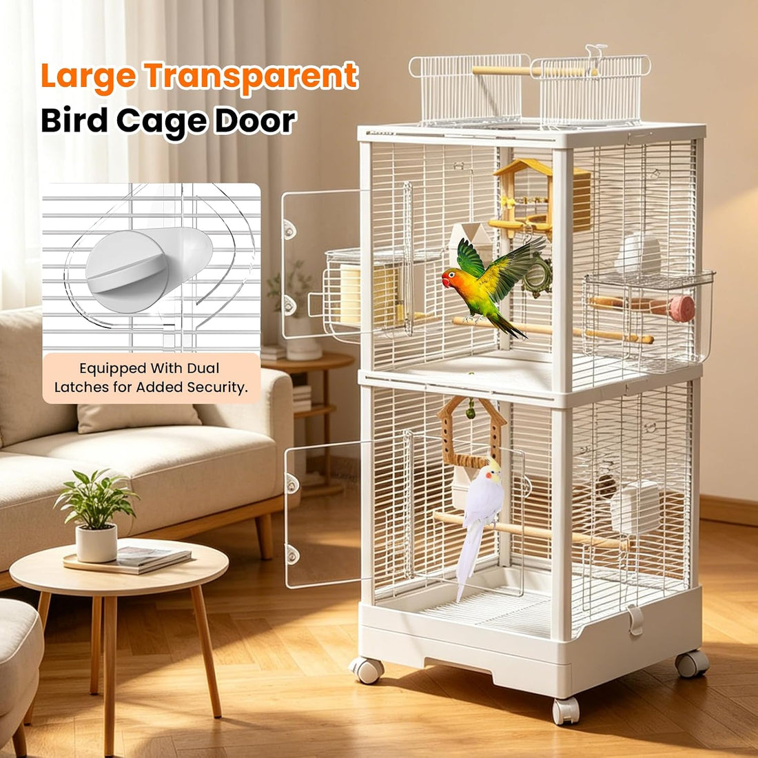 39-inch Large Double-Layer Bird Cage,Bird Flight Cage with Perch