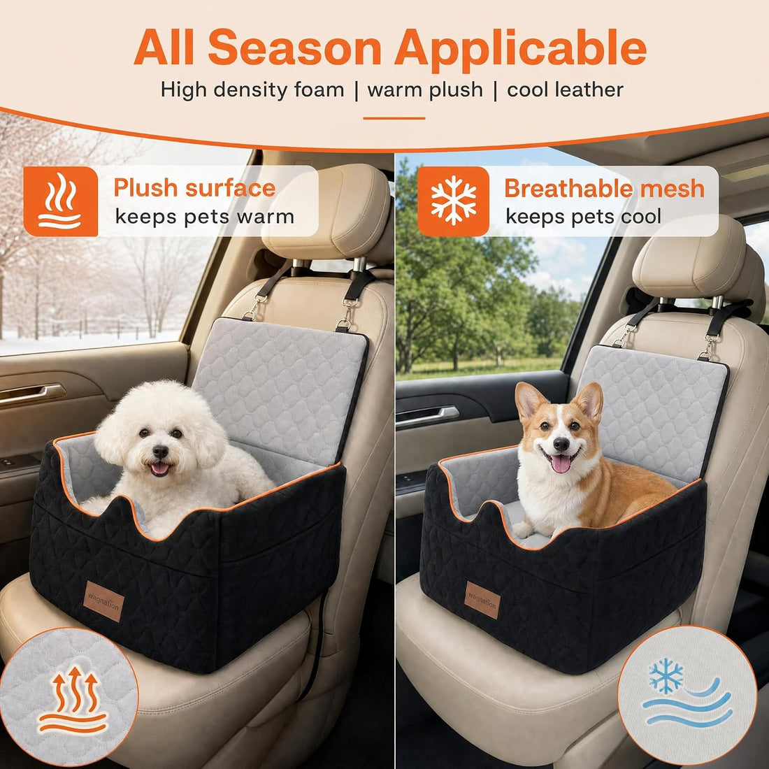 wagnation Dog Car Seat for Small/Medium Dogs Under 35lbs