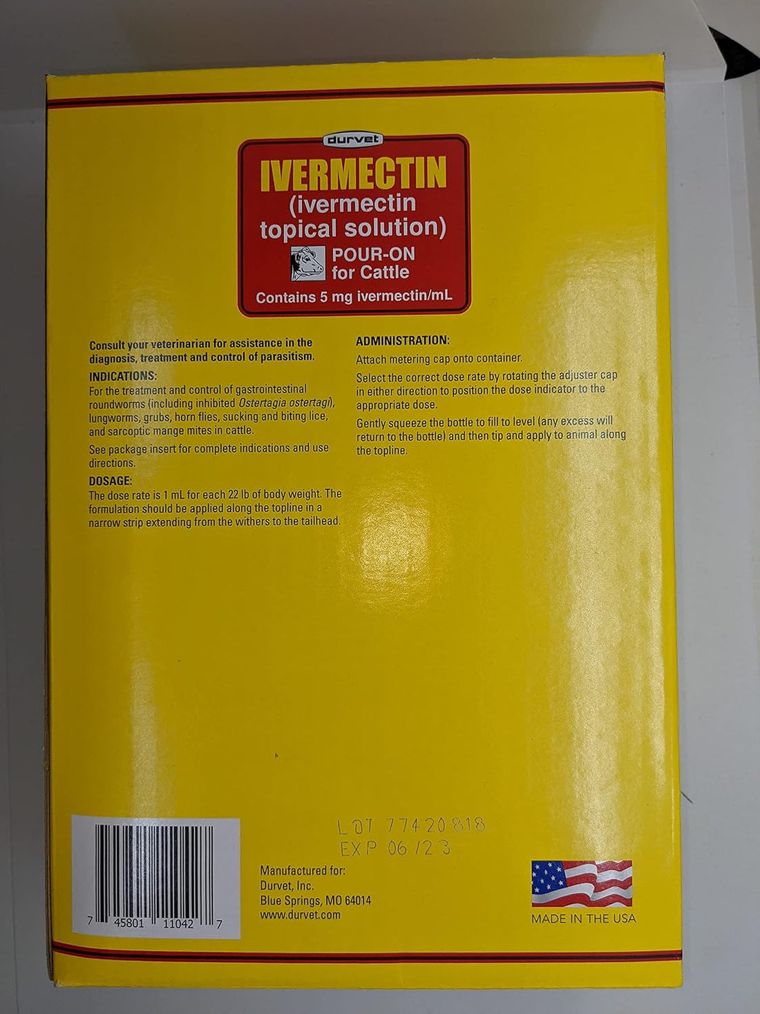 Durvet Ivermectin Pour-On for Cattle 1000 mL