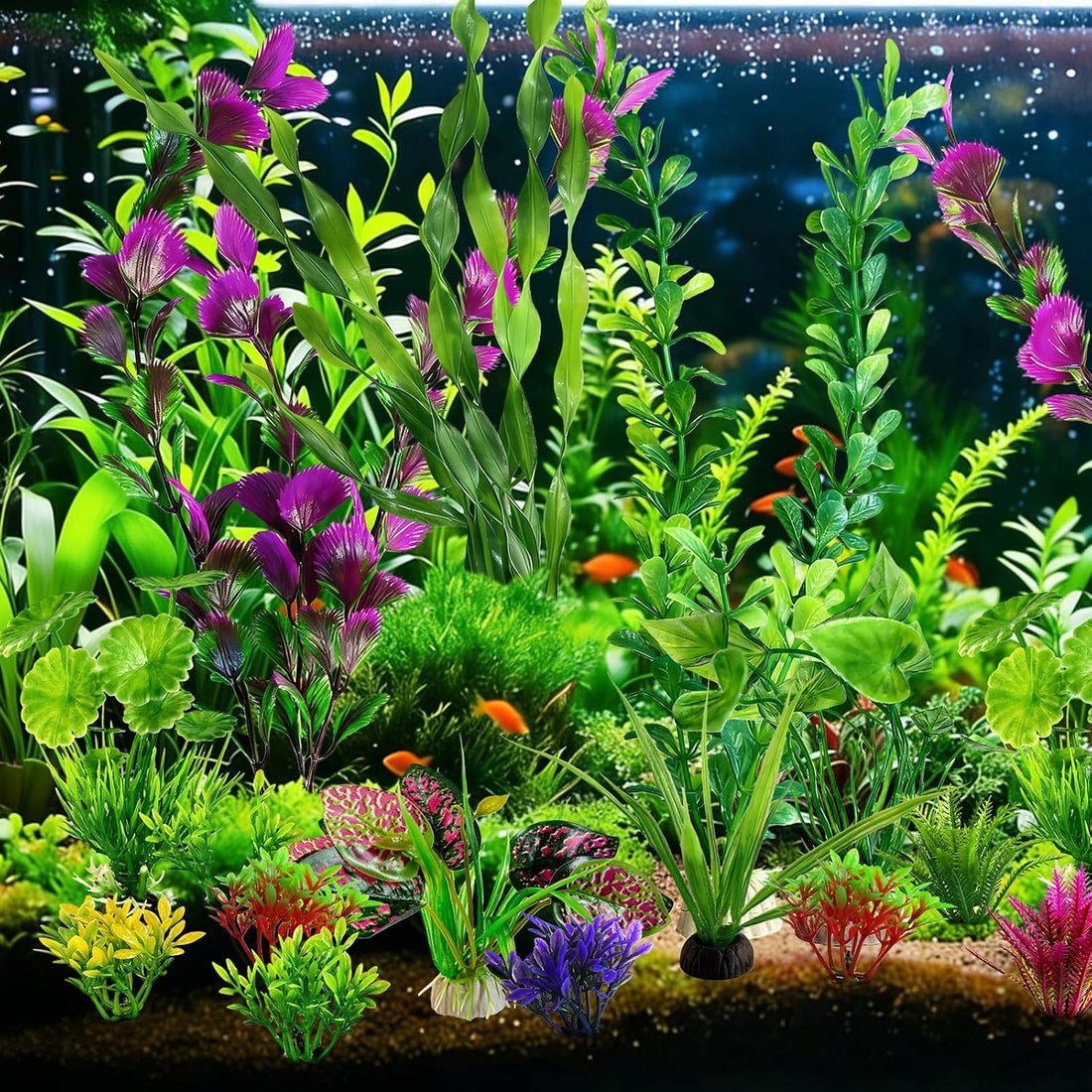 Artificial Aquarium Plants Realistic Green Plastic Fish Tank