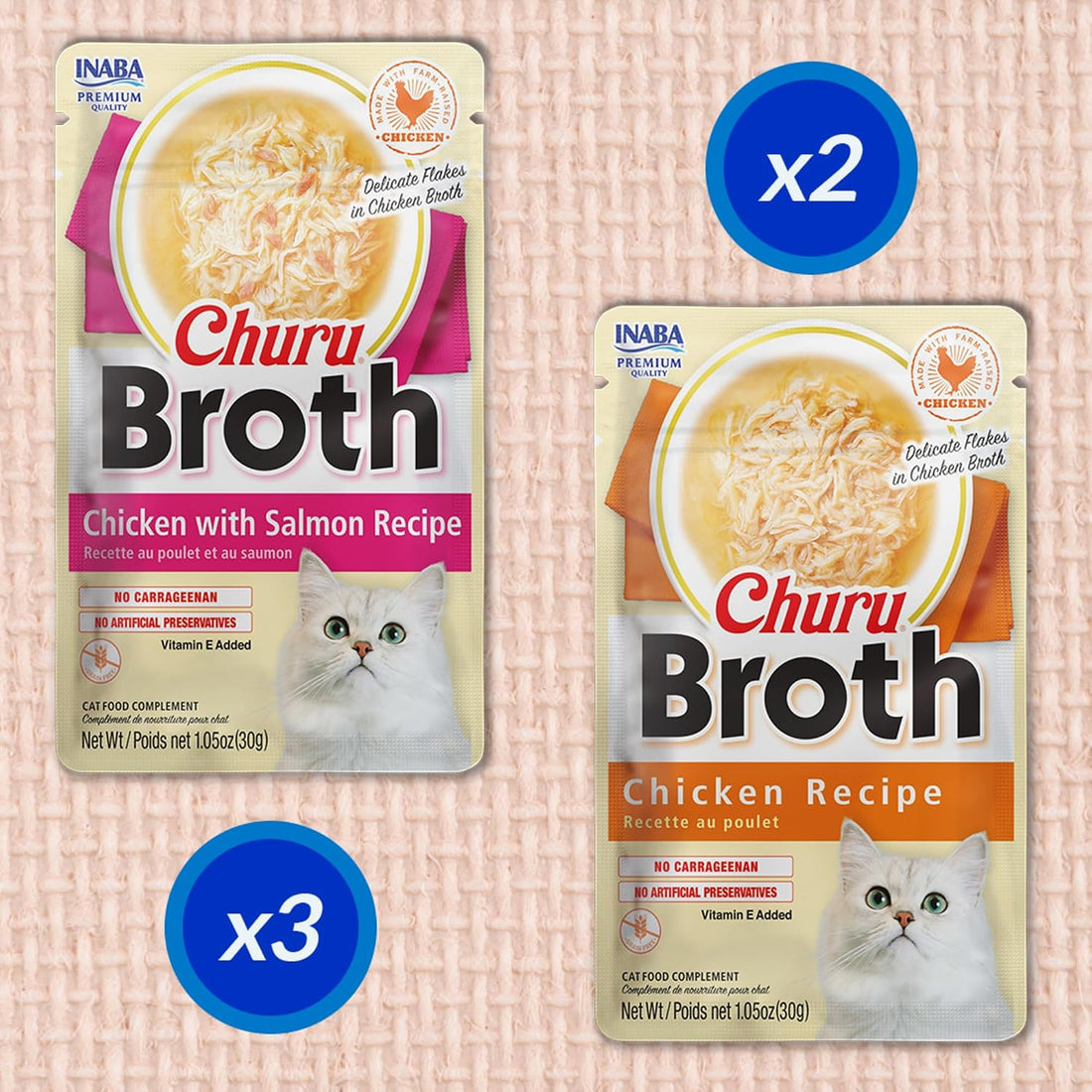 INABA Churu Broth Lickable Cat Treats, Chicken Variety, 5ct