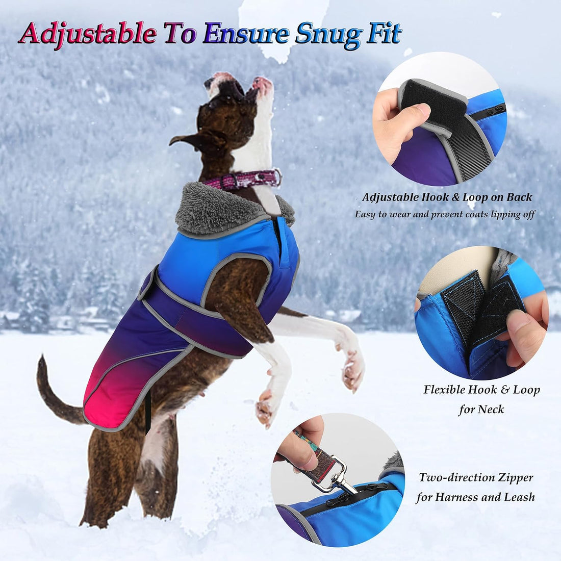 Dogcheer Dog Winter Coat, Waterproof Warm Dog Jacket with Adjustable