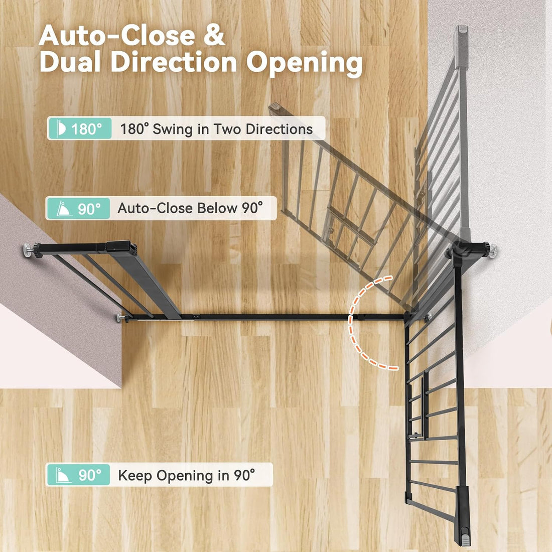 COMOMY Auto Close Pet Gate with Cat Door