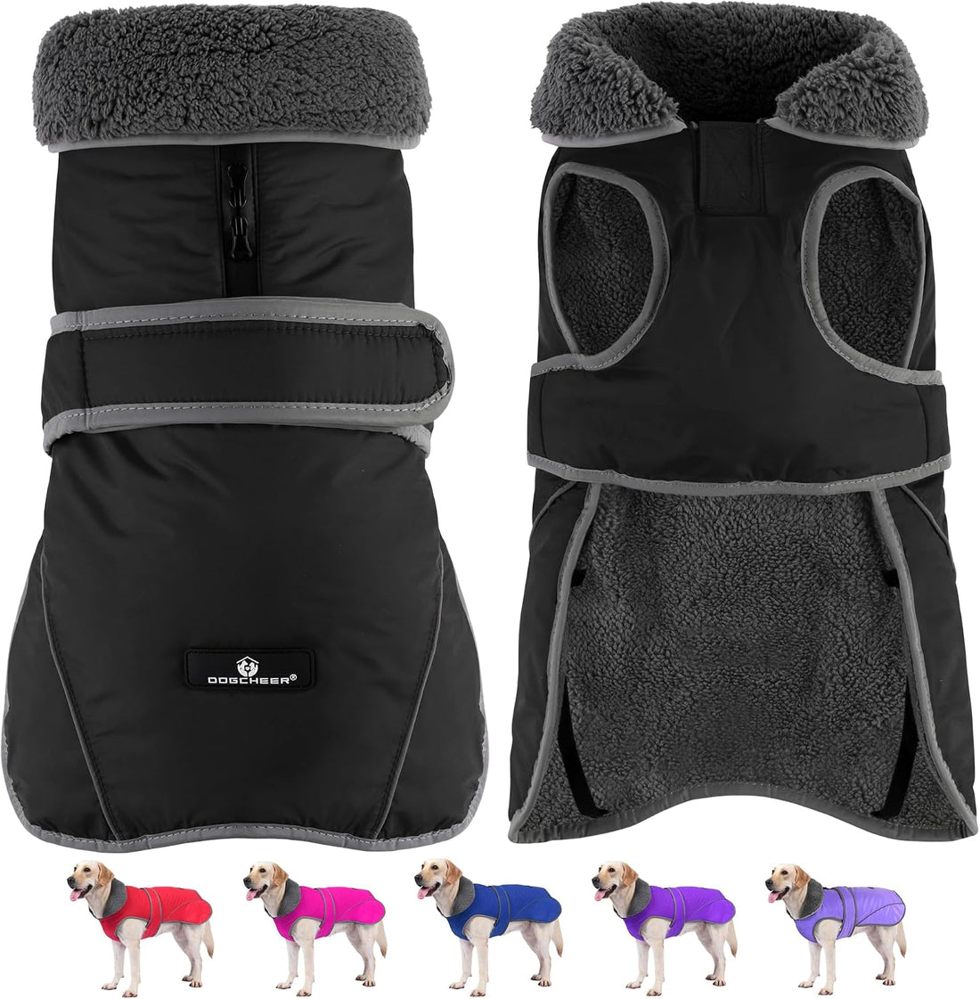 Dogcheer Dog Winter Coat, Waterproof Dog Jacket with Zipper Leash