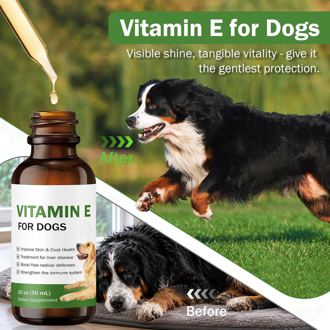 Vitamin E for Dogs - Liquid Vitamin E Oil Supplement for Skin, Coat