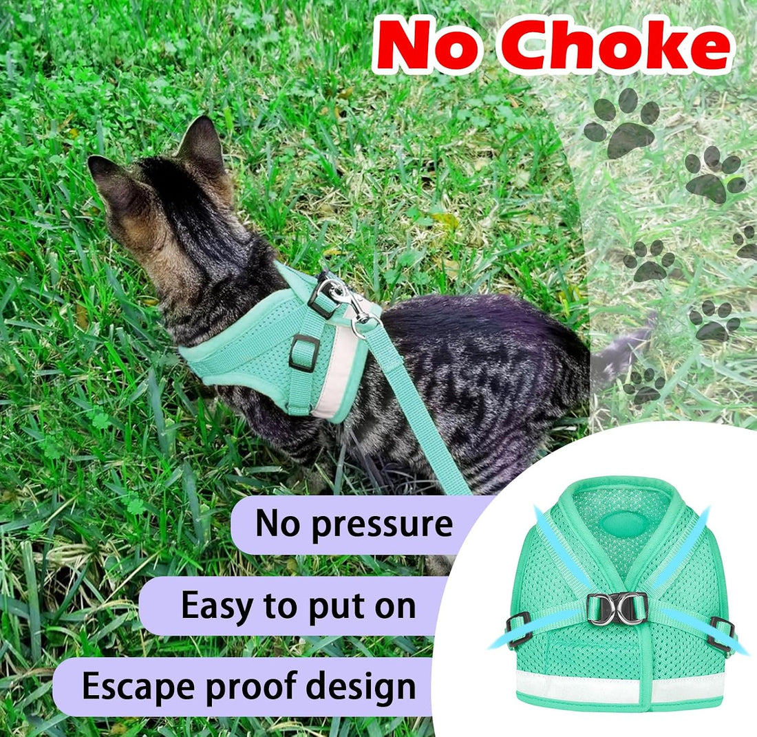 Cat Harness and Leash Set, Escape Proof Adjustable Soft Mesh Vest