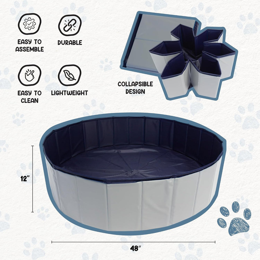 EZwhelp Foldable Whelping Box & Dog Pool, Collapsible Portable Pool