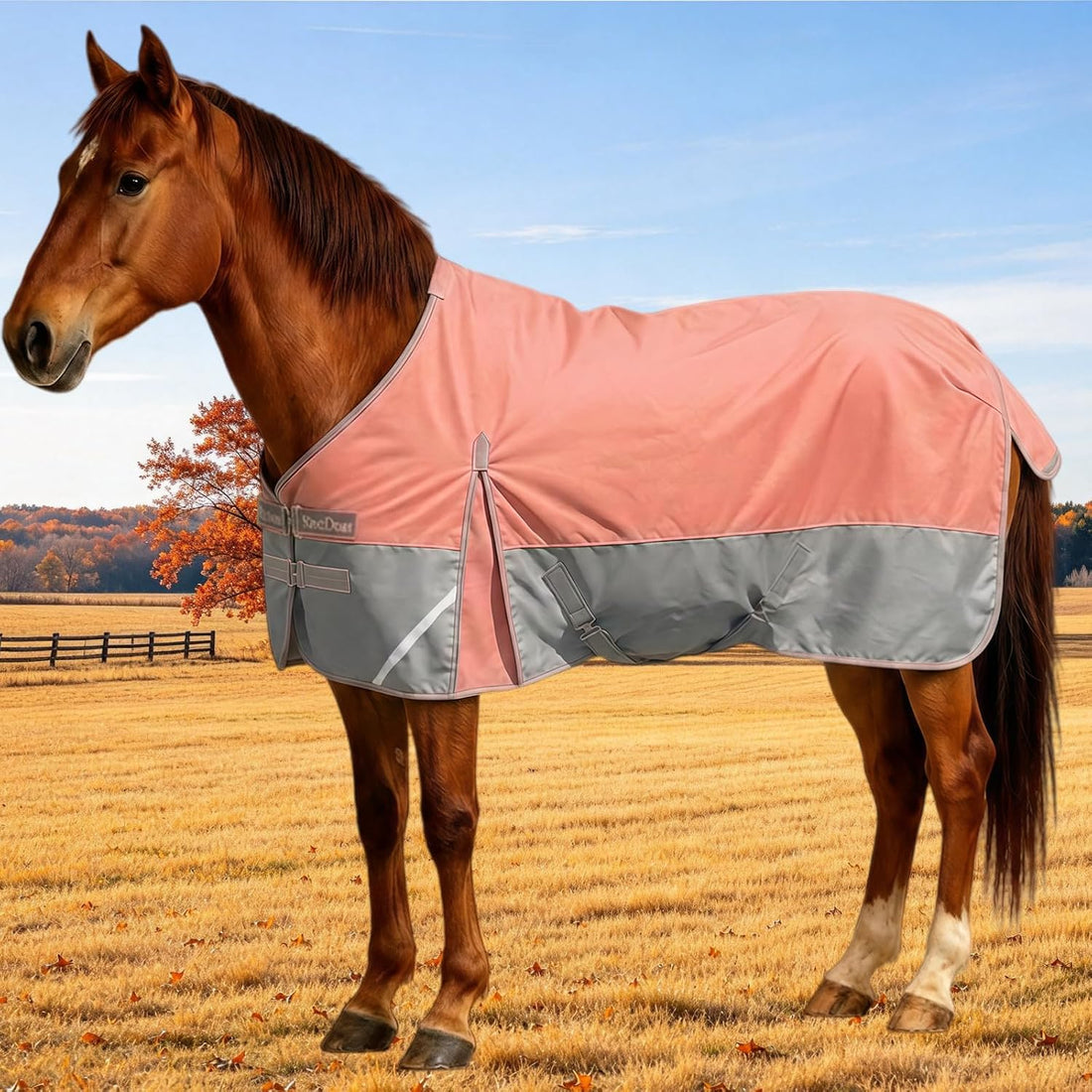 1200D Fall Horse Turnout Sheet (0g No Fill) Horse Blanket,Blue Black