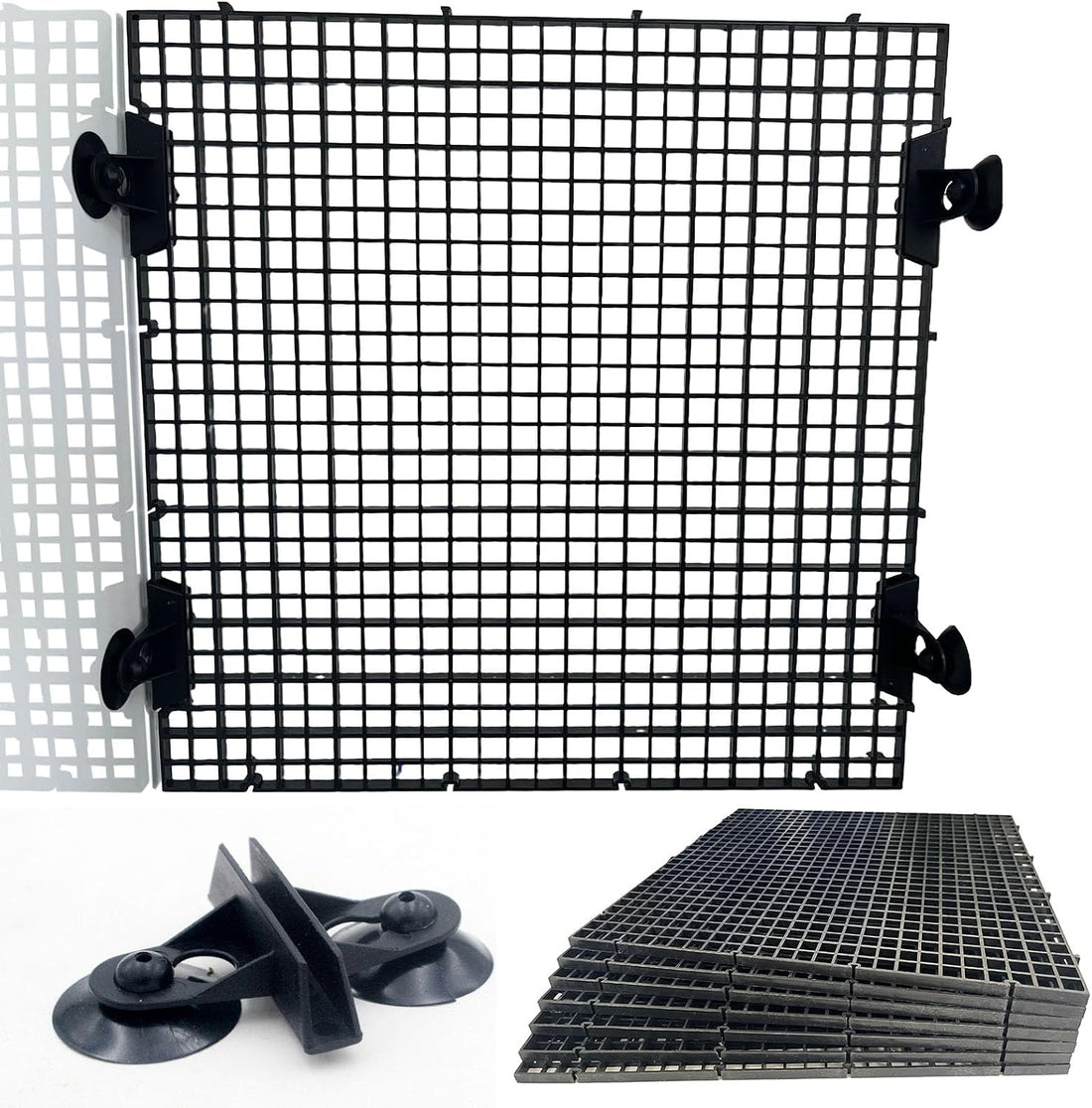 Black Aquarium Divider Panel Fish Tank Separator Plastic Grid