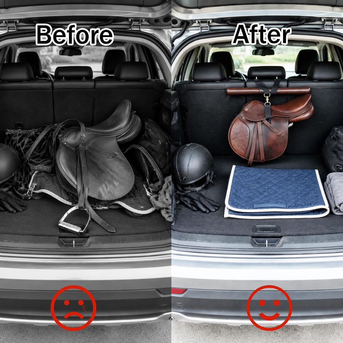 Portable Saddle Rack - Wooden Saddle T Hanger for Horse Stall & Car