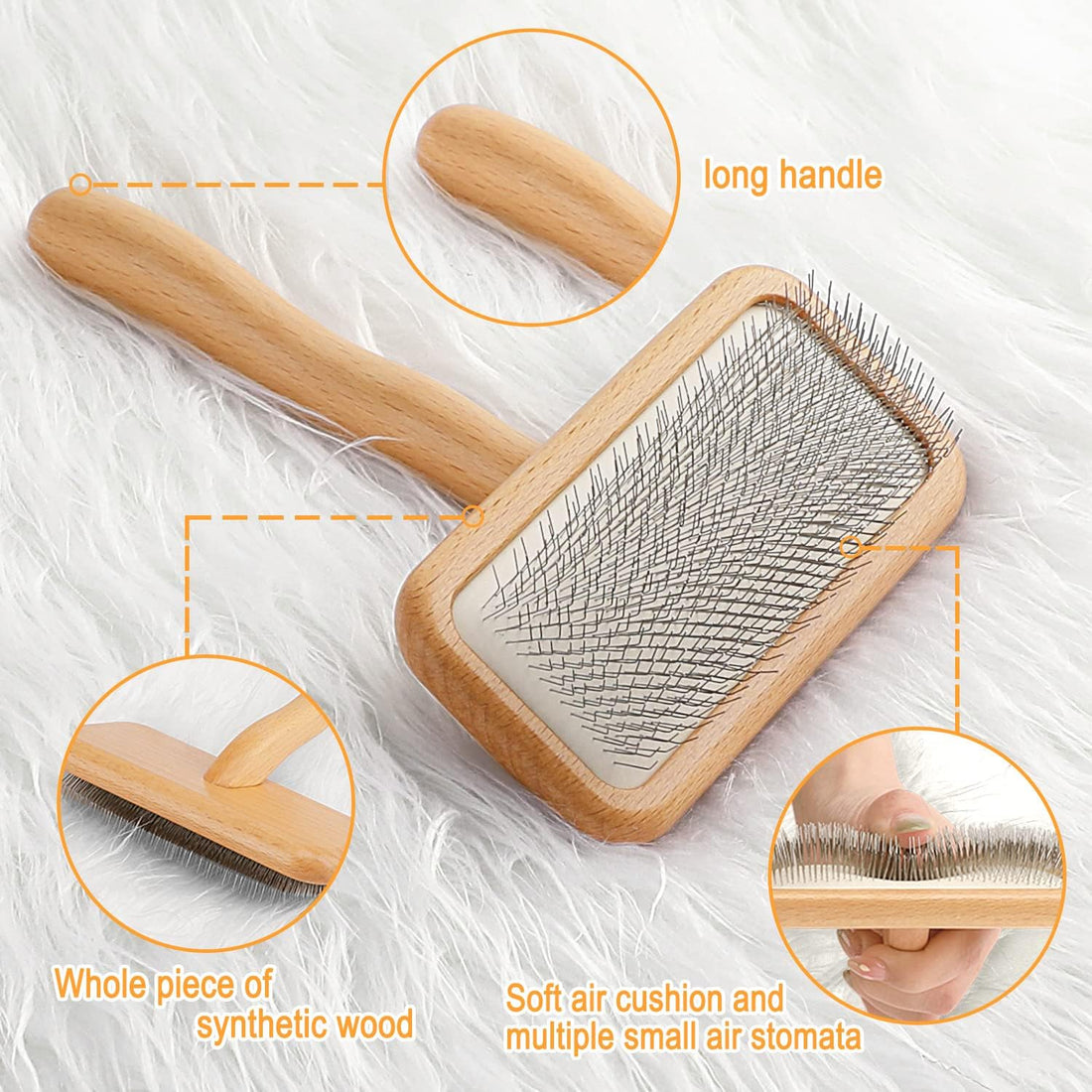 Carpet Rake Sheepskin Wool Brush and Cleaner Comb, Wood, 2PCS