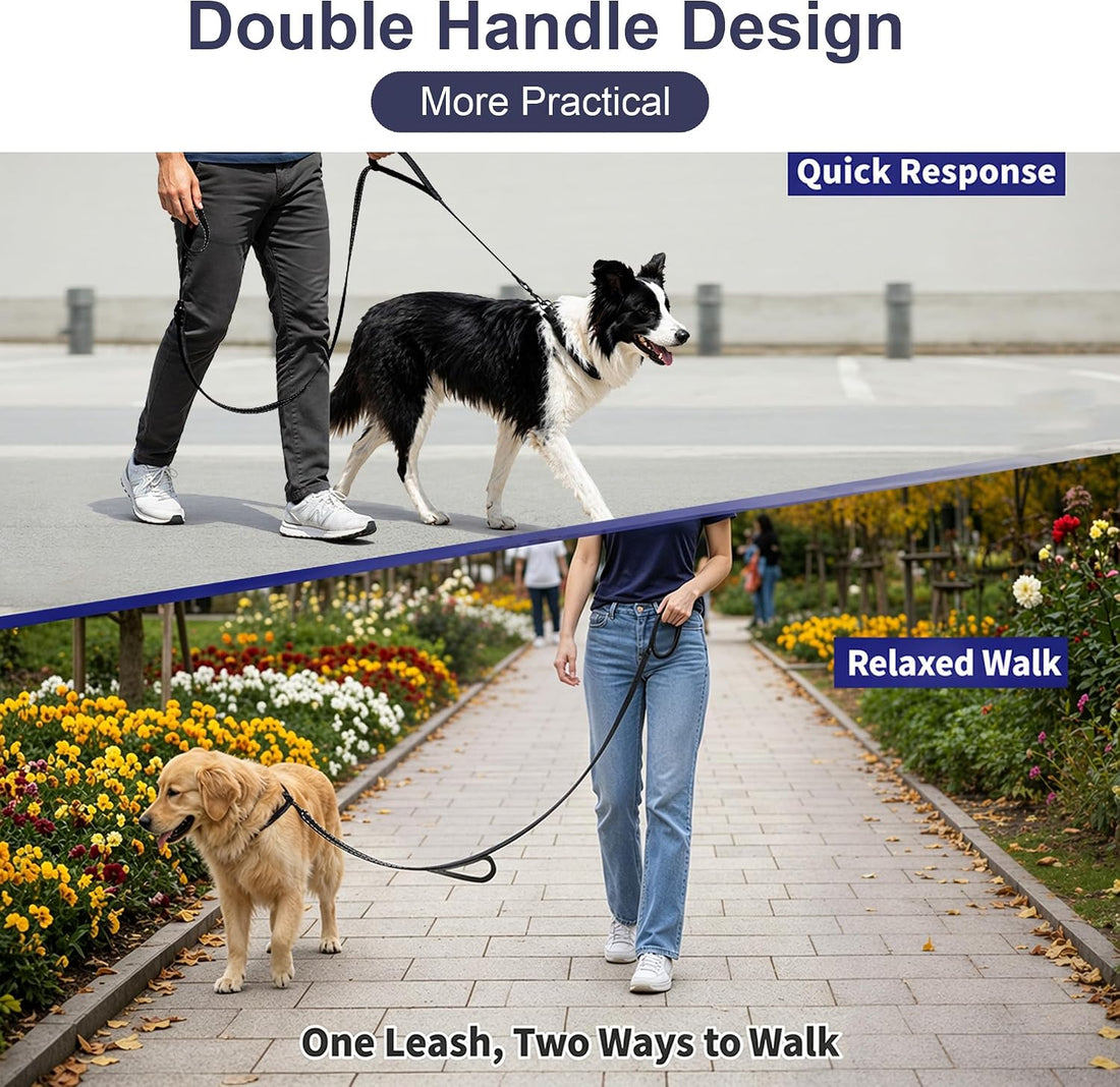 2 Pack Dog Leash, 6 FT Heavy Duty Dual Handle Reflective Leash