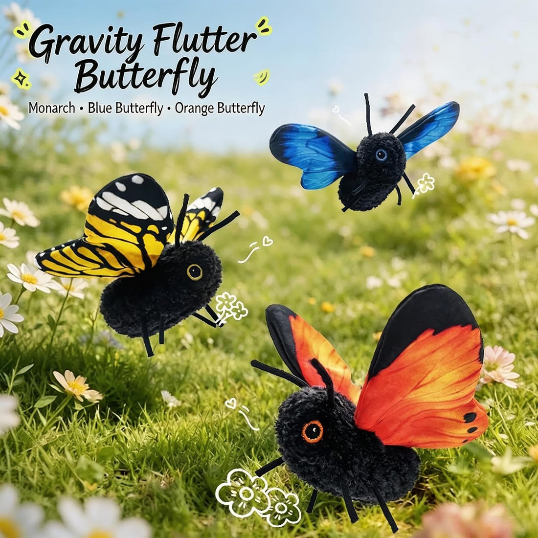Interactive Cat Toy, Smart Flapping Wings Butterfly (No Flying