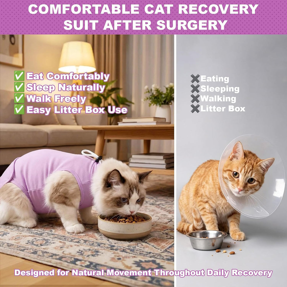 Female Cat Recovery Suit - Snap Closure Spay Onesie