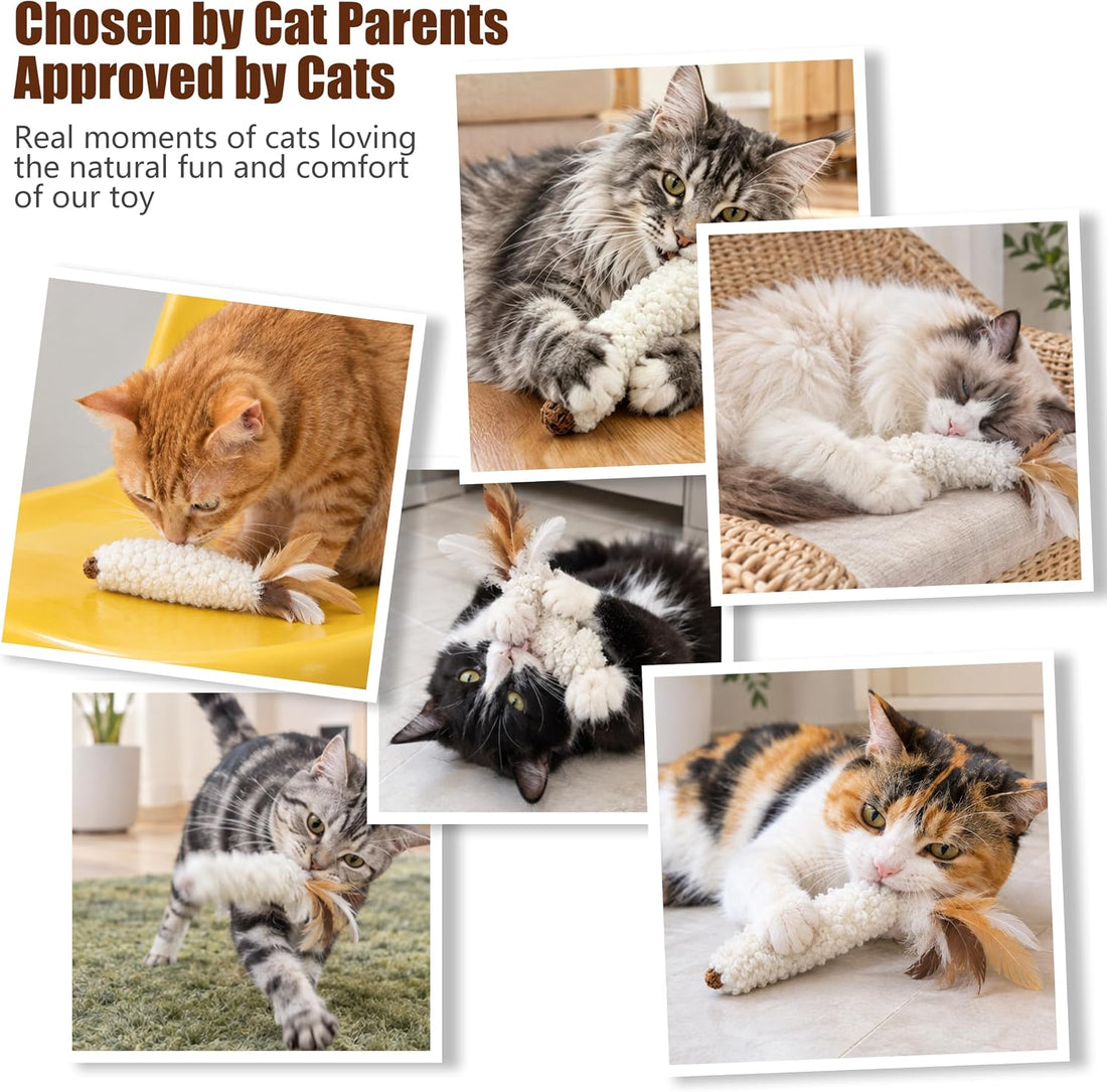 3‑Pack Wool Kicker Cat Toys with Catnip & Silvervine Gall Fruit