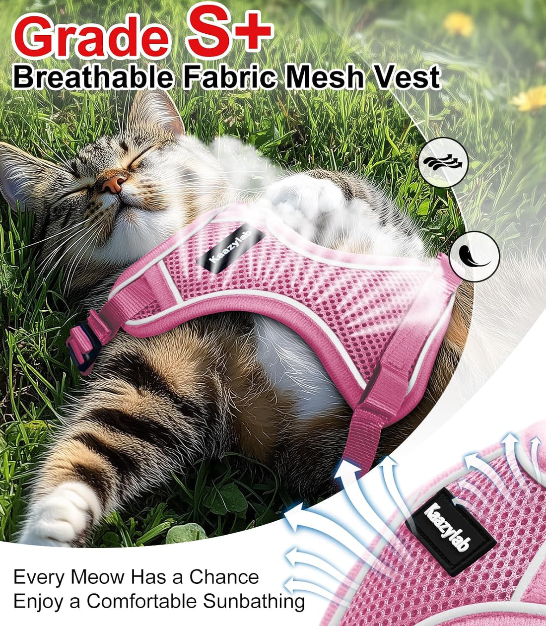 Cat Harness and Leash for Walking Escape Proof Soft Adjustable Cat
