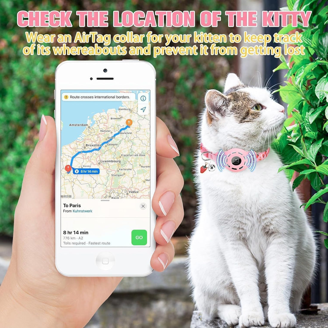 BINGPET AirTag Cat Collar with Bells