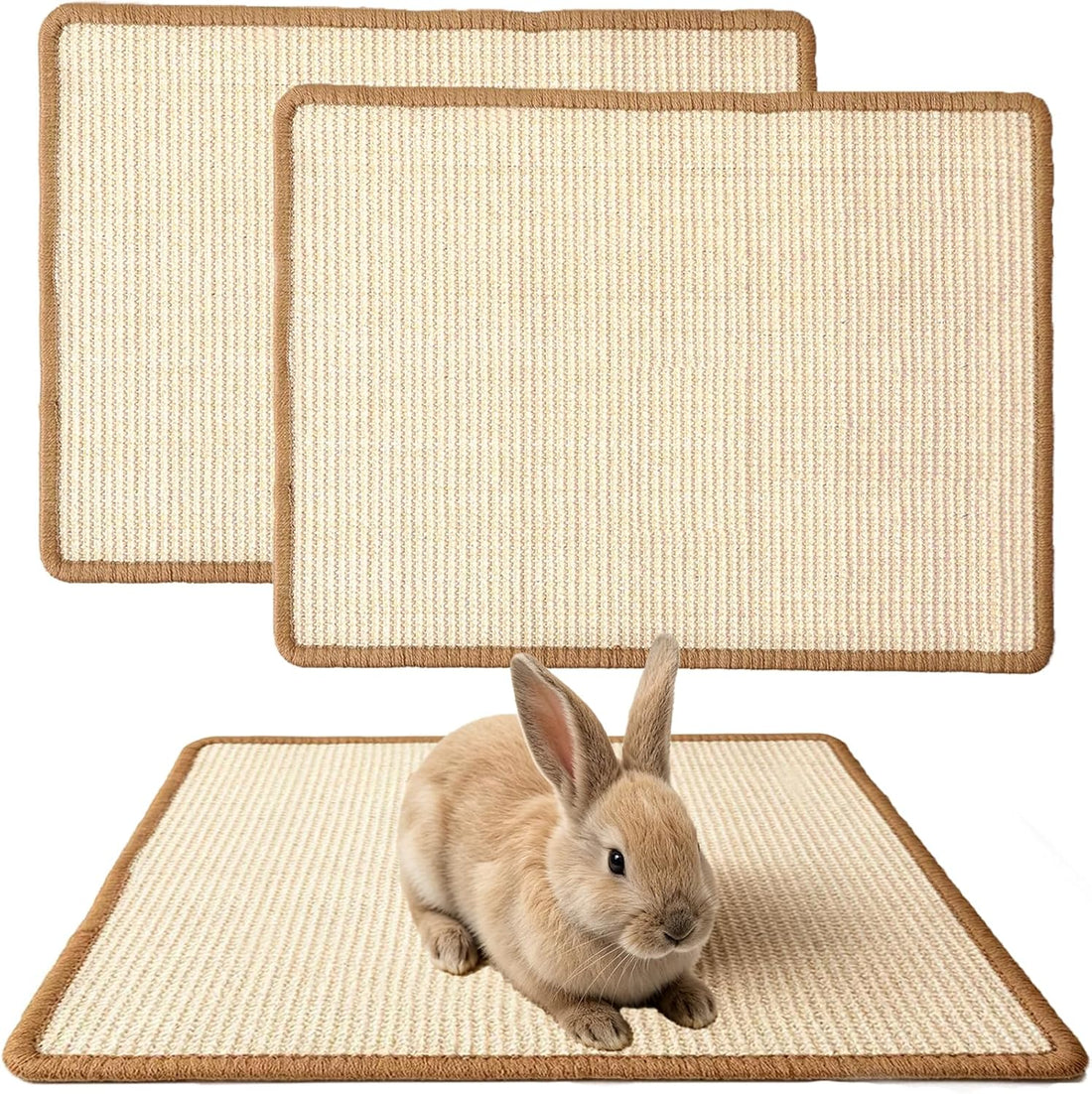 2PCS Rabbit Scratching Mats, Natural Sisal Bunny Scratch Pad, 16x12in