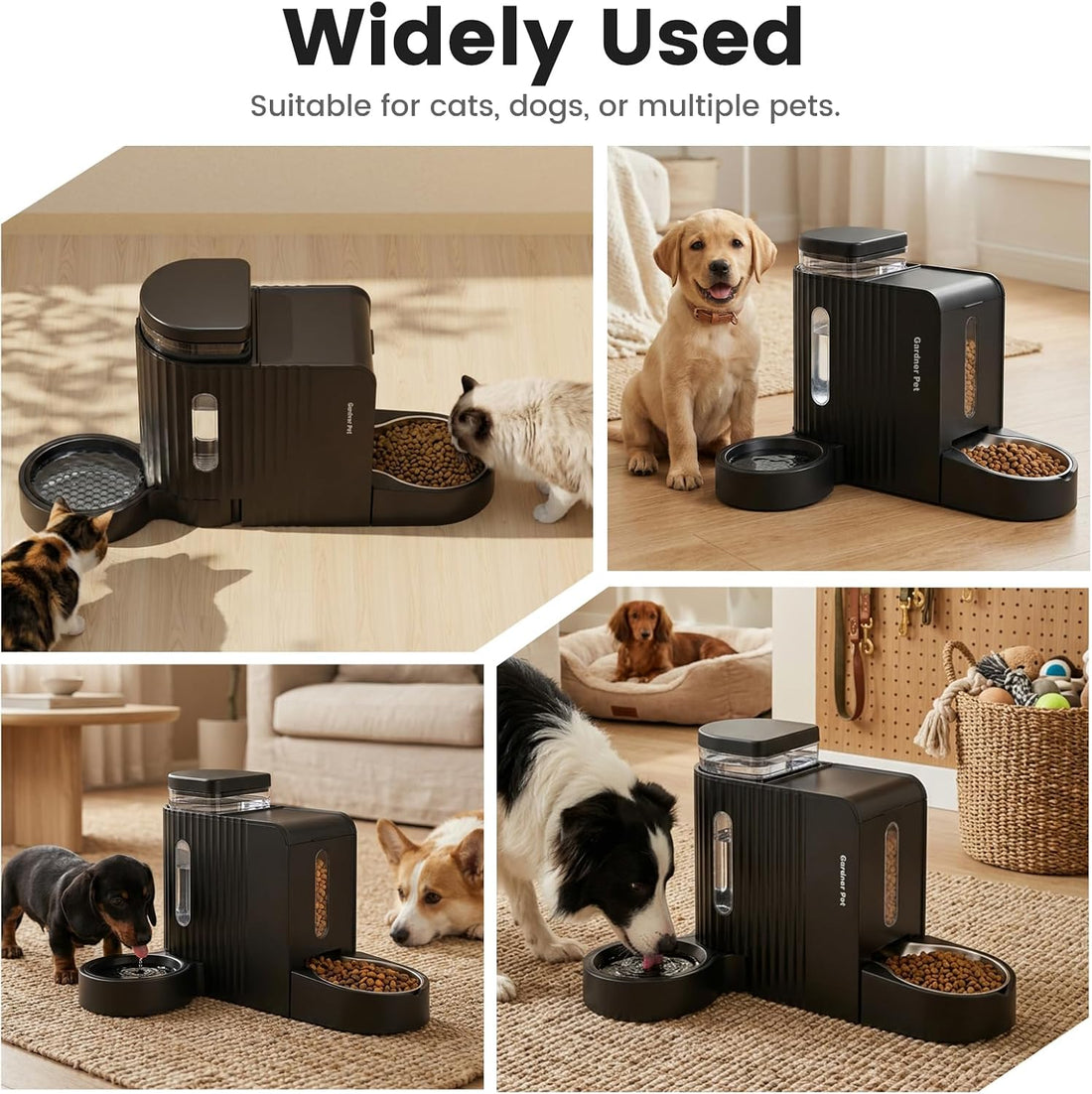 Dog Water & Food Dispenser Set, Gravity Automatic Pet Feeder, 4L x 2
