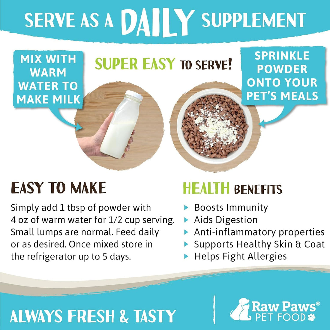 Raw Paws Goat Milk Powder & Bone Broth for Dogs and Cats Bundle