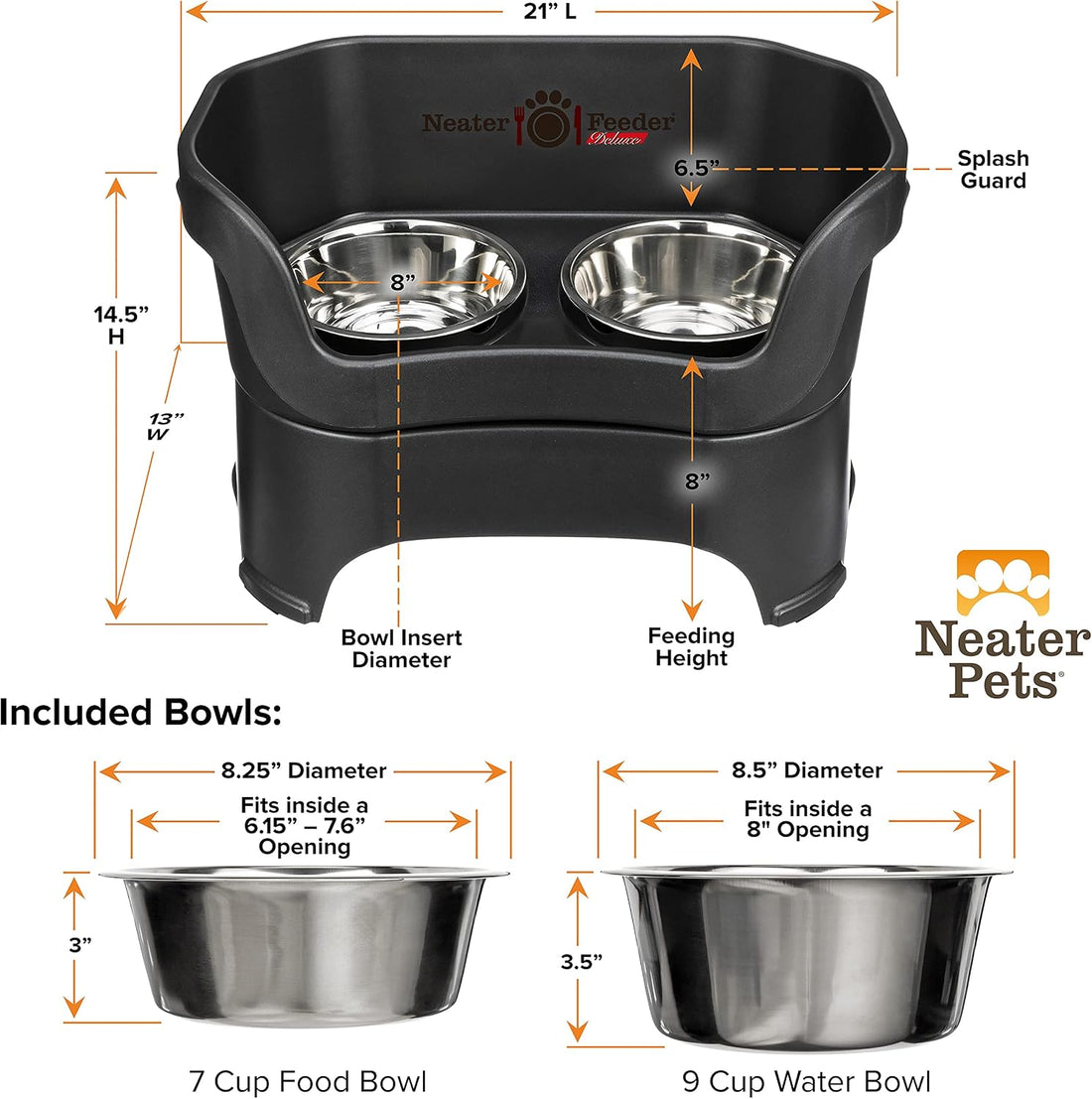 Neater Pet Brands Neater Feeder Deluxe Mess Proof Dog Bowls Elevated