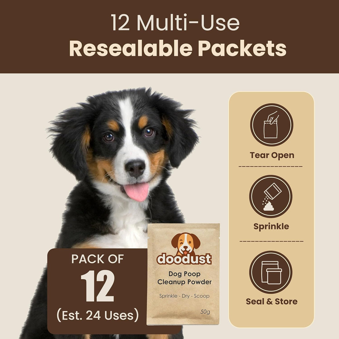 Dog Poop Powder, Poop Hardener, Solidifier, Biodegradable, Pet-Safe