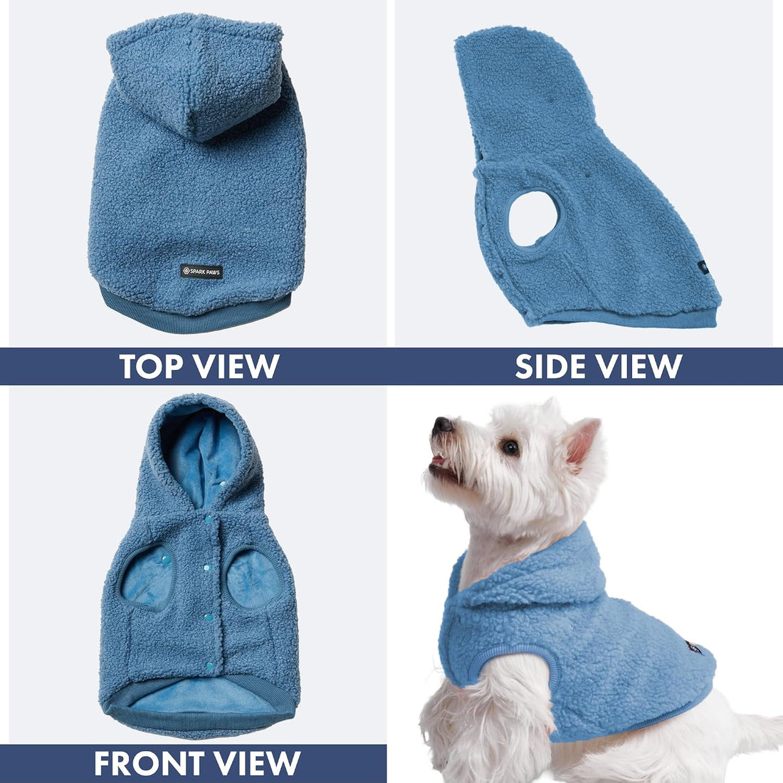 Spark Paws Fleece Dog Hoodie - Dog Sweater Sweatshirt for Large Dogs